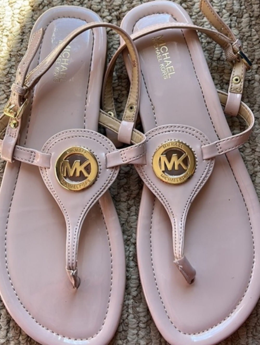 Michael Michael Kors Blush Logo Leather Sandals Sz 9
